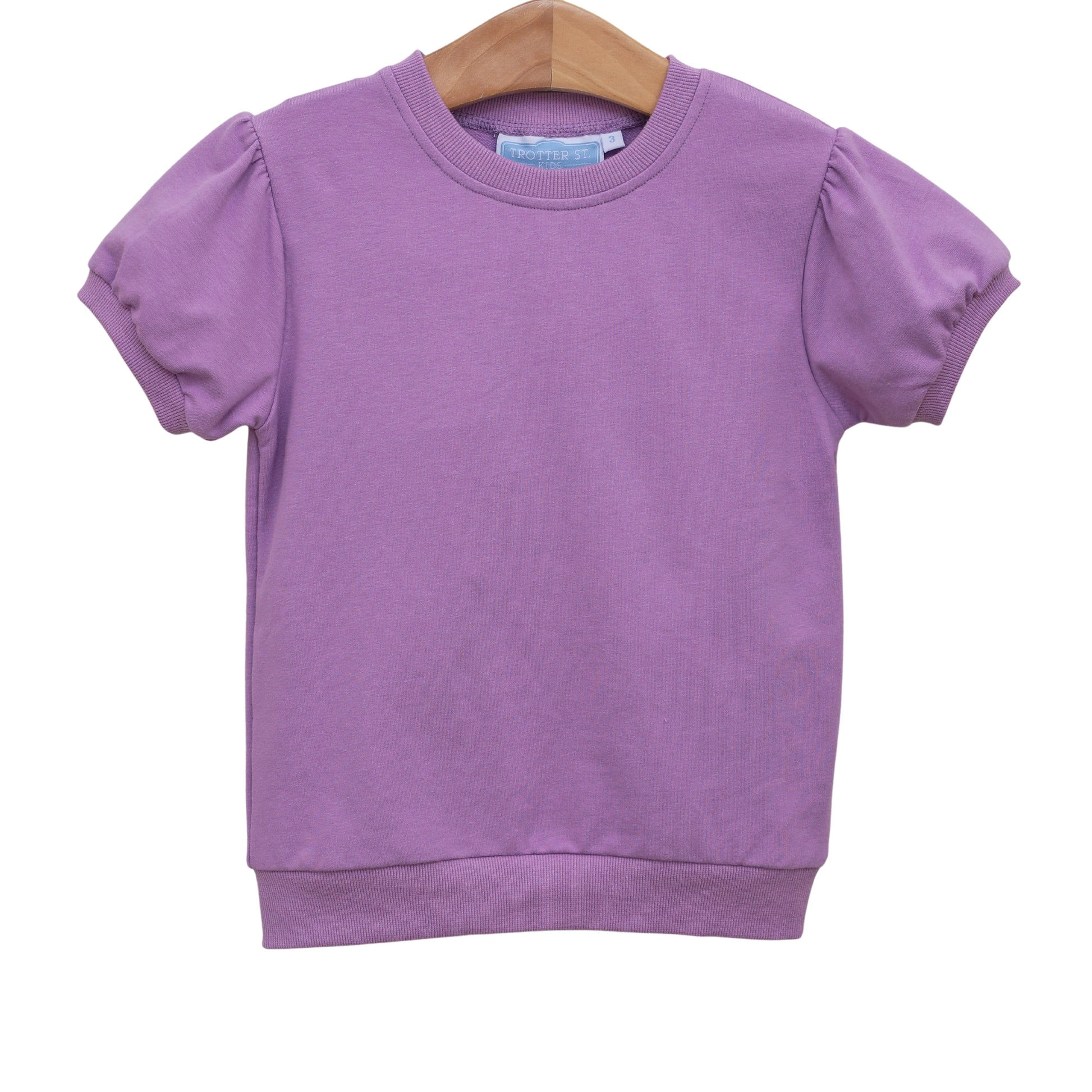 Trotter Street Girls Landry Puff Sleeve Lavender Top