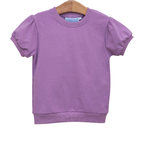 Trotter Street Girls Landry Puff Sleeve Lavender Top