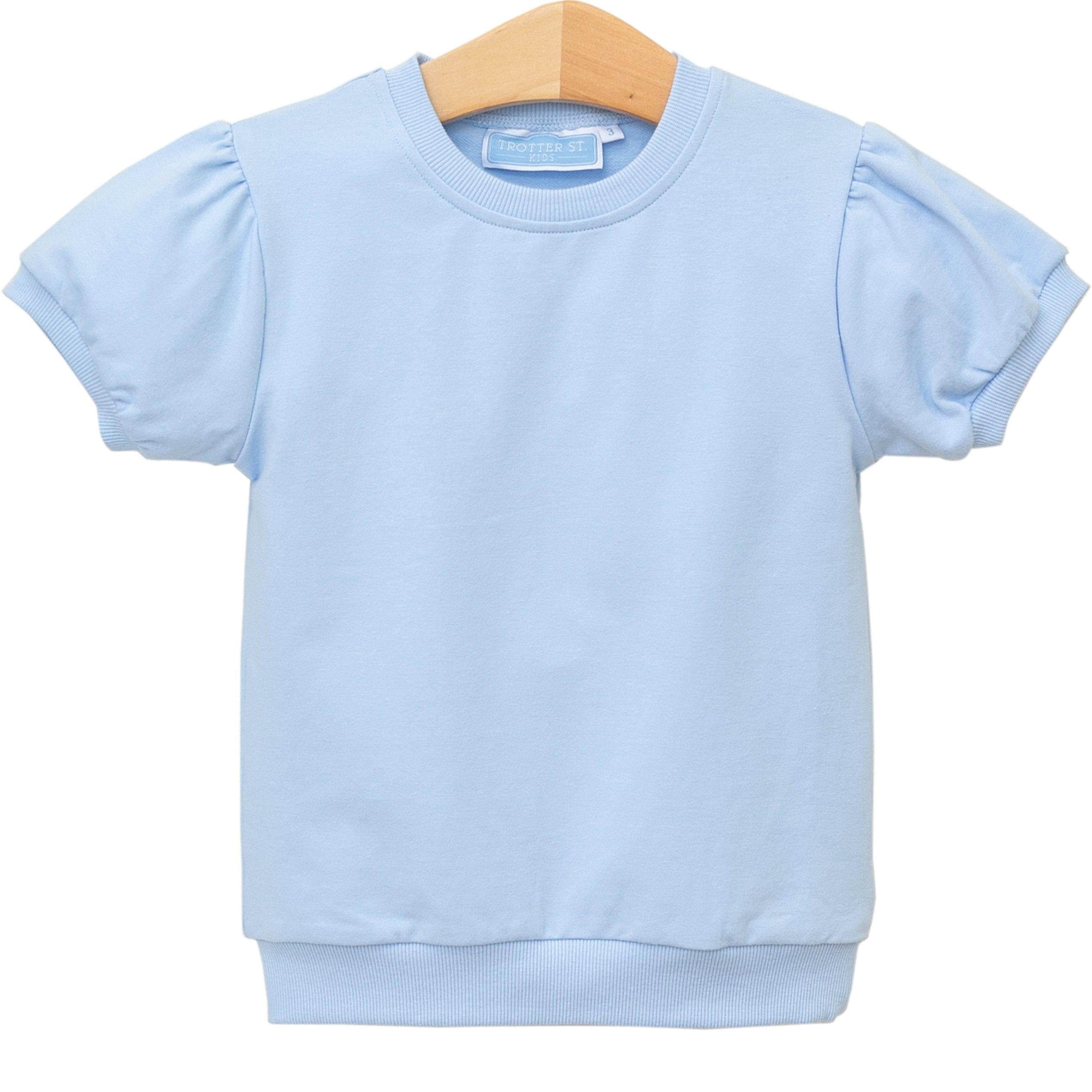 Trotter Street Girls SS Light Blue Landry Puff Sleeve Top