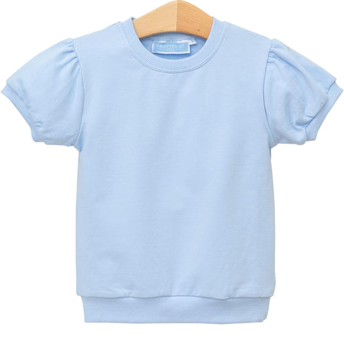 Trotter Street Girls SS Light Blue Landry Puff Sleeve Top
