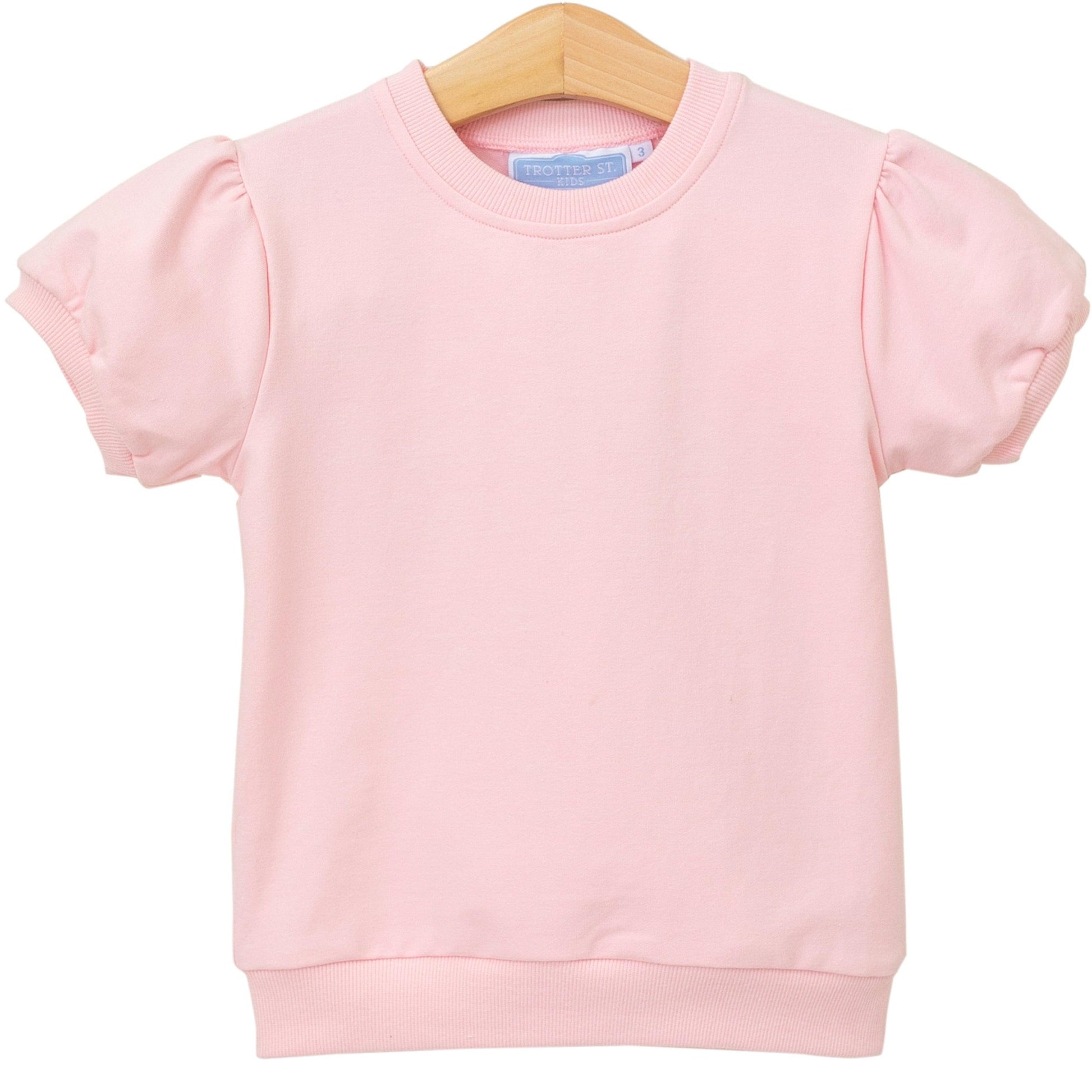 Trotter Street Girls SS Light Pink Landry Puff Sleeve Top