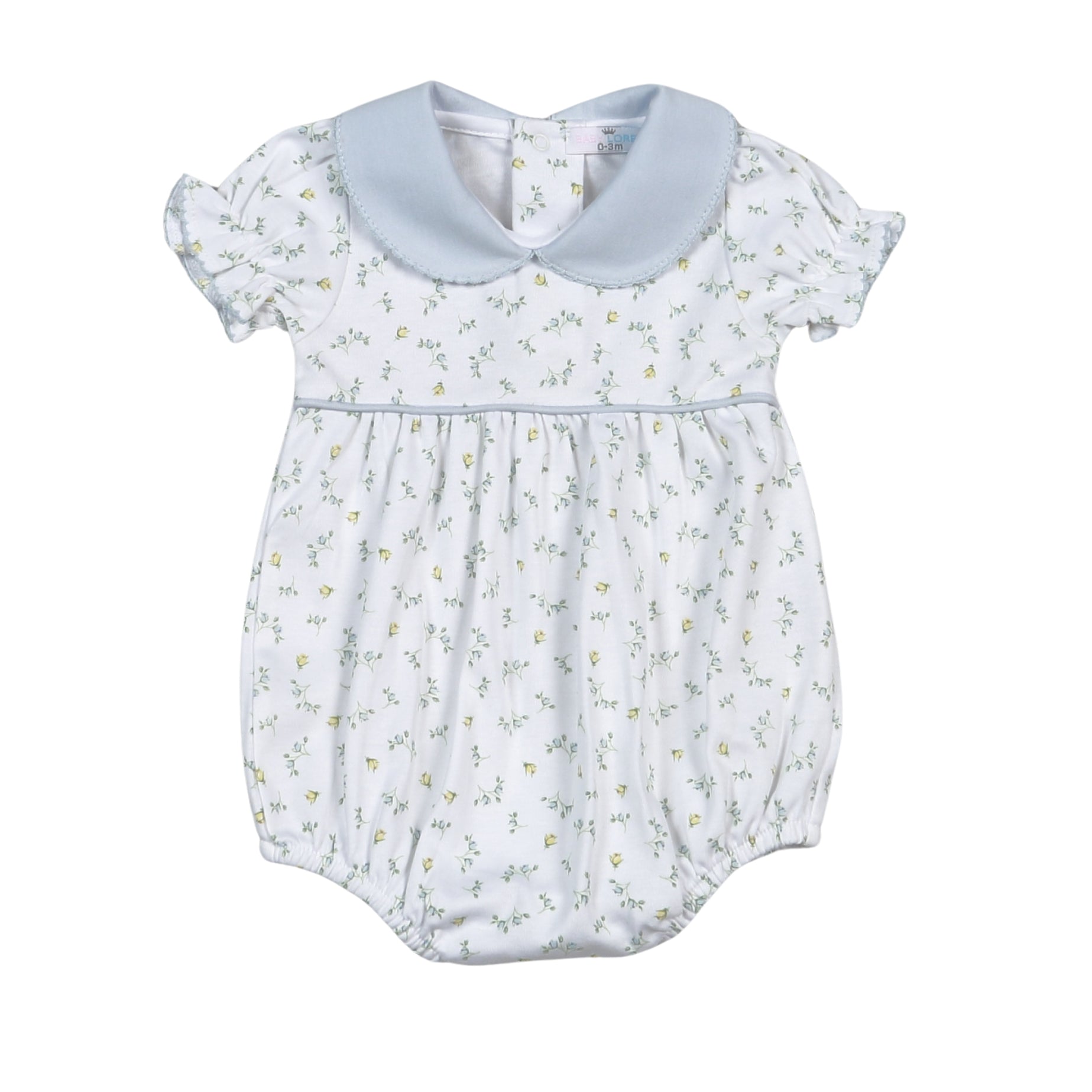 Baby Loren Girls Mia Blue Floral Pima SS Bubble
