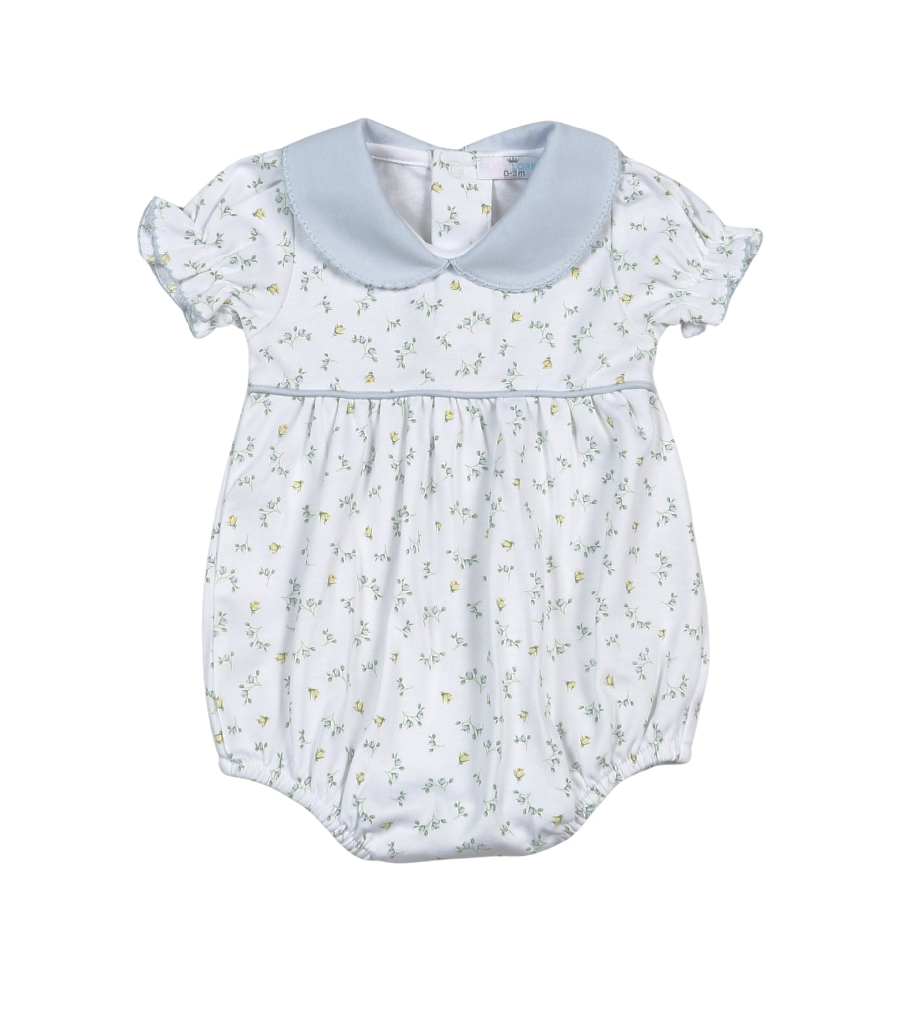 Baby Loren Girls Mia Blue Floral Pima SS Bubble
