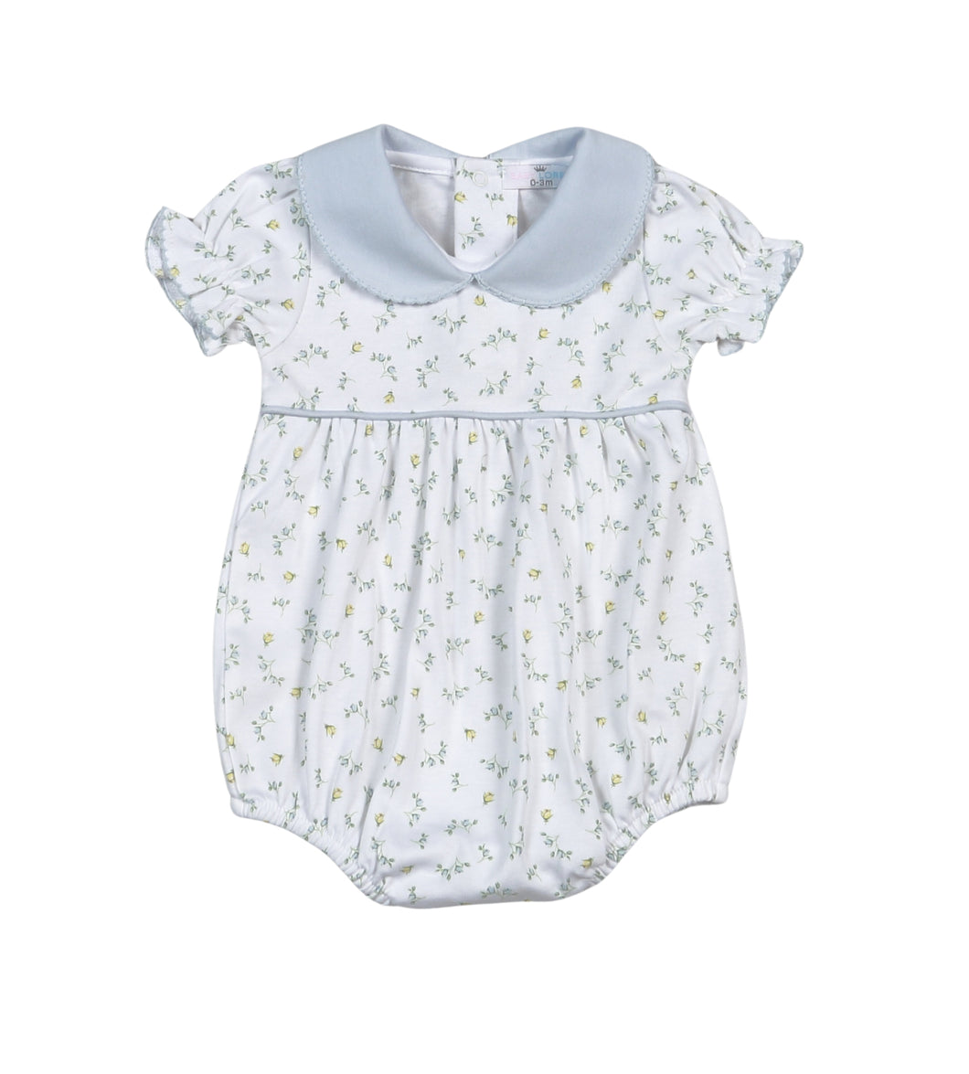 Baby Loren Girls Mia Blue Floral Pima SS Bubble
