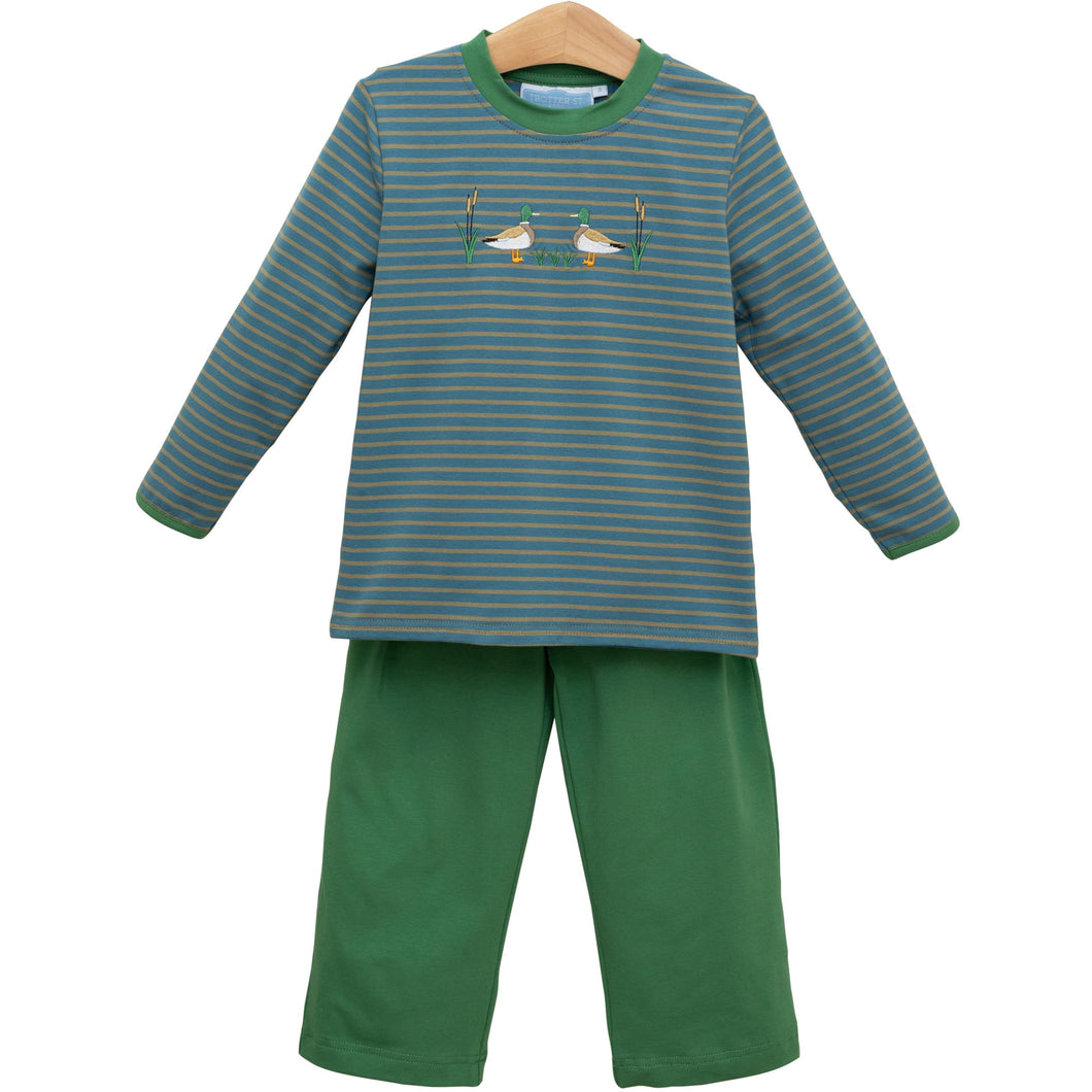 Trotter Street Boys Mallard Embroidery Pant Set