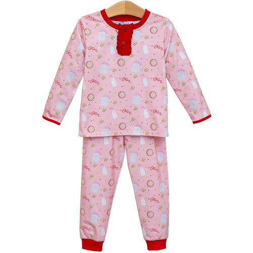 Trotter Street Girls Milk and Cookies Ruffle Lounge Set