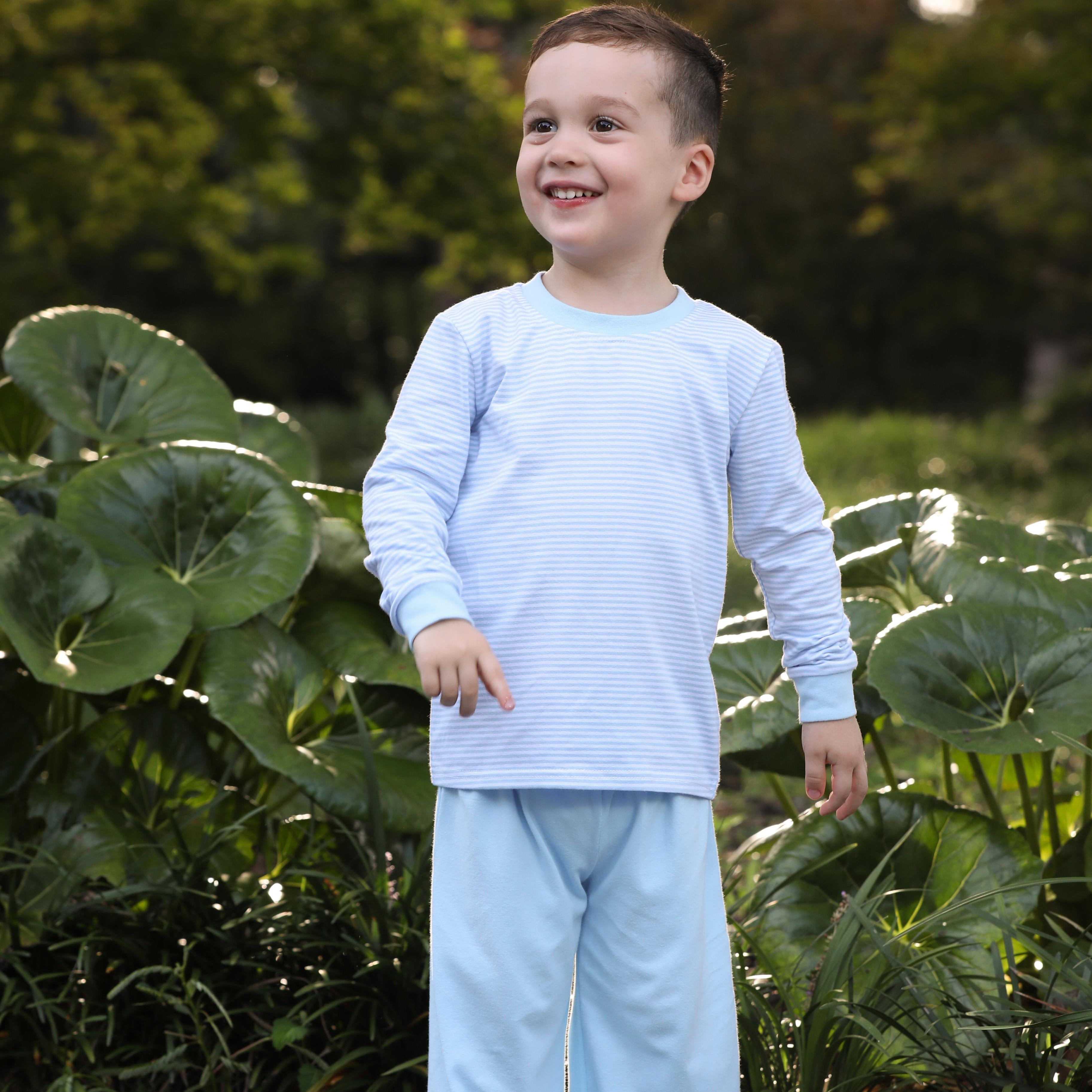 Trotter Street Boys Light Blue Stripe Miller Pant Set