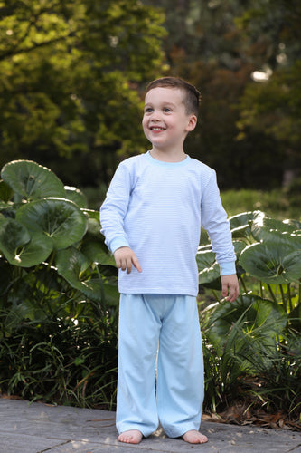 Trotter Street Boys Light Blue Stripe Miller Pant Set