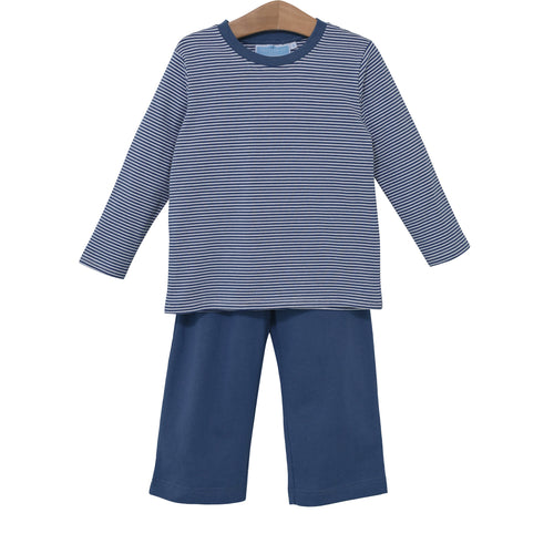 Trotter Street Boys Miller Yale Blue Stripe Pant Set