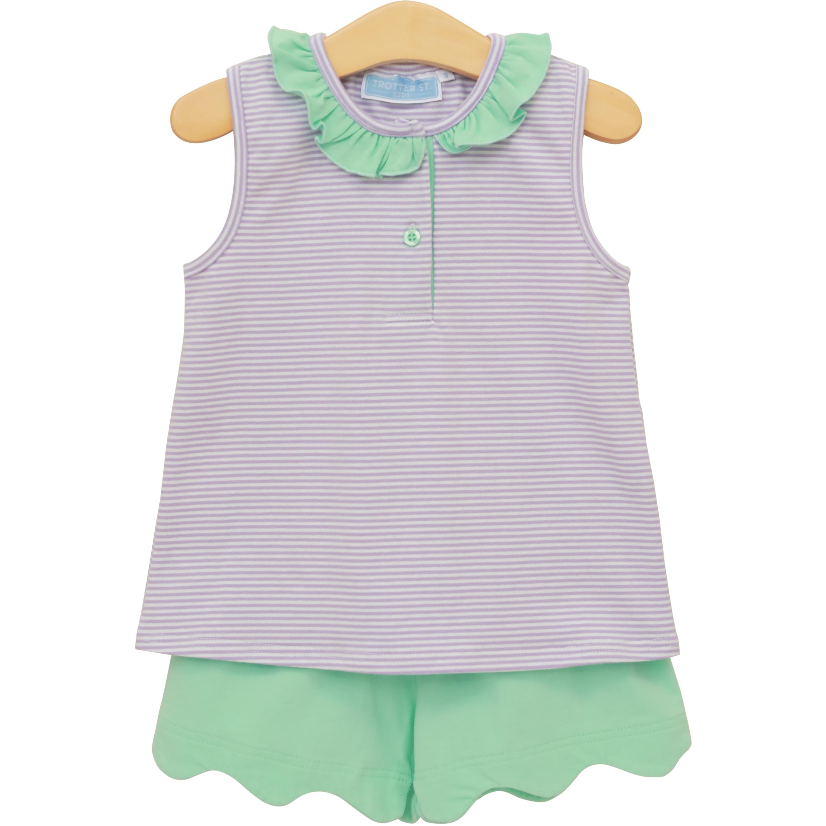 Trotter Street Nora Short Set-Lavender Stripe