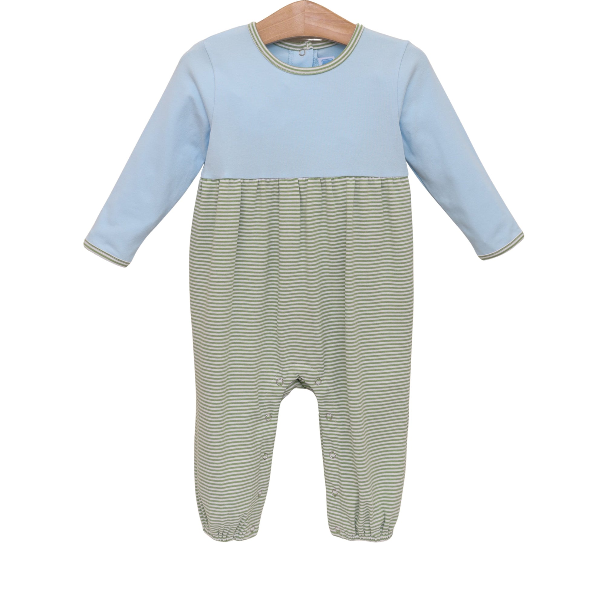 Trotter Street Boys Preston Romper-Green Stripe