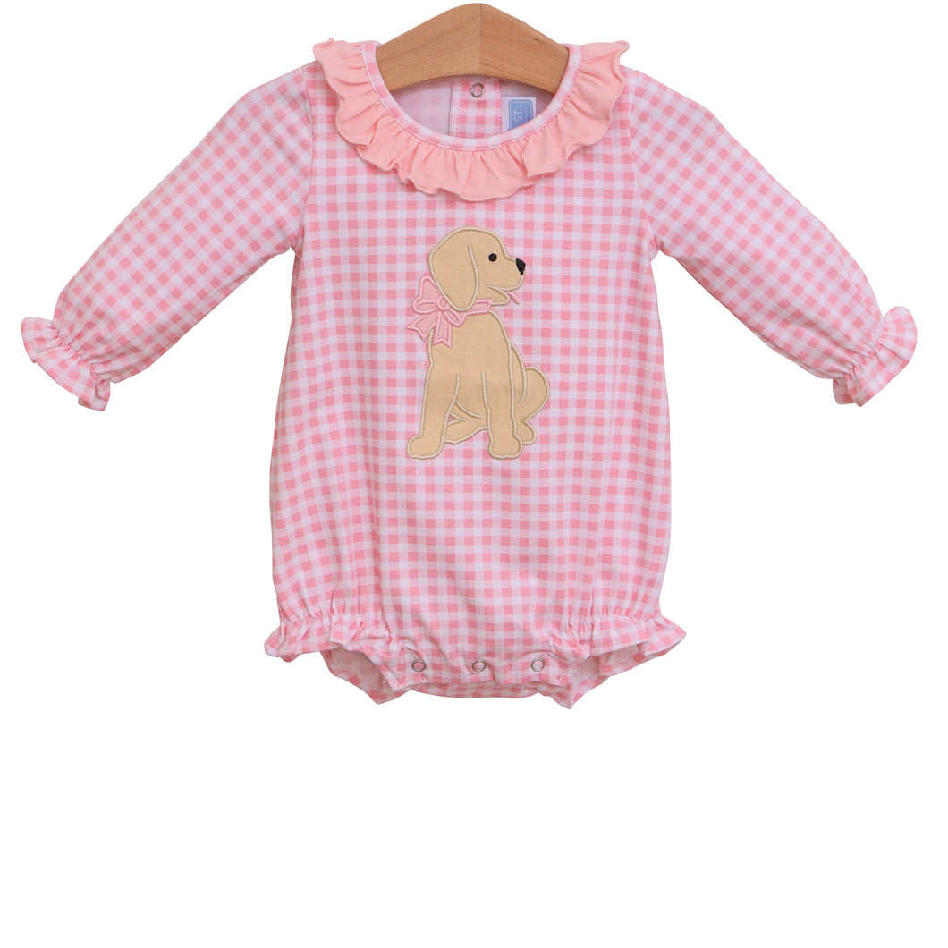 Trotter Street Girls Pink Check Puppy Bubble