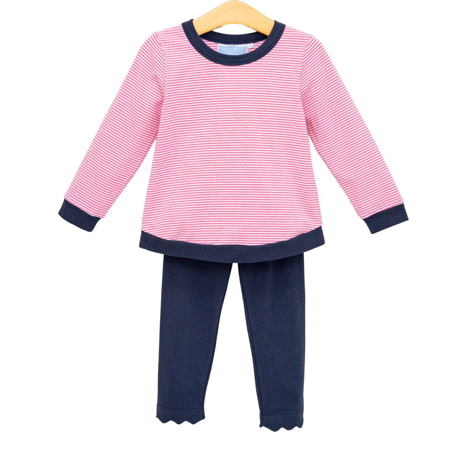 Trotter Street Girls Reagan Pant Set-Pink Stripe