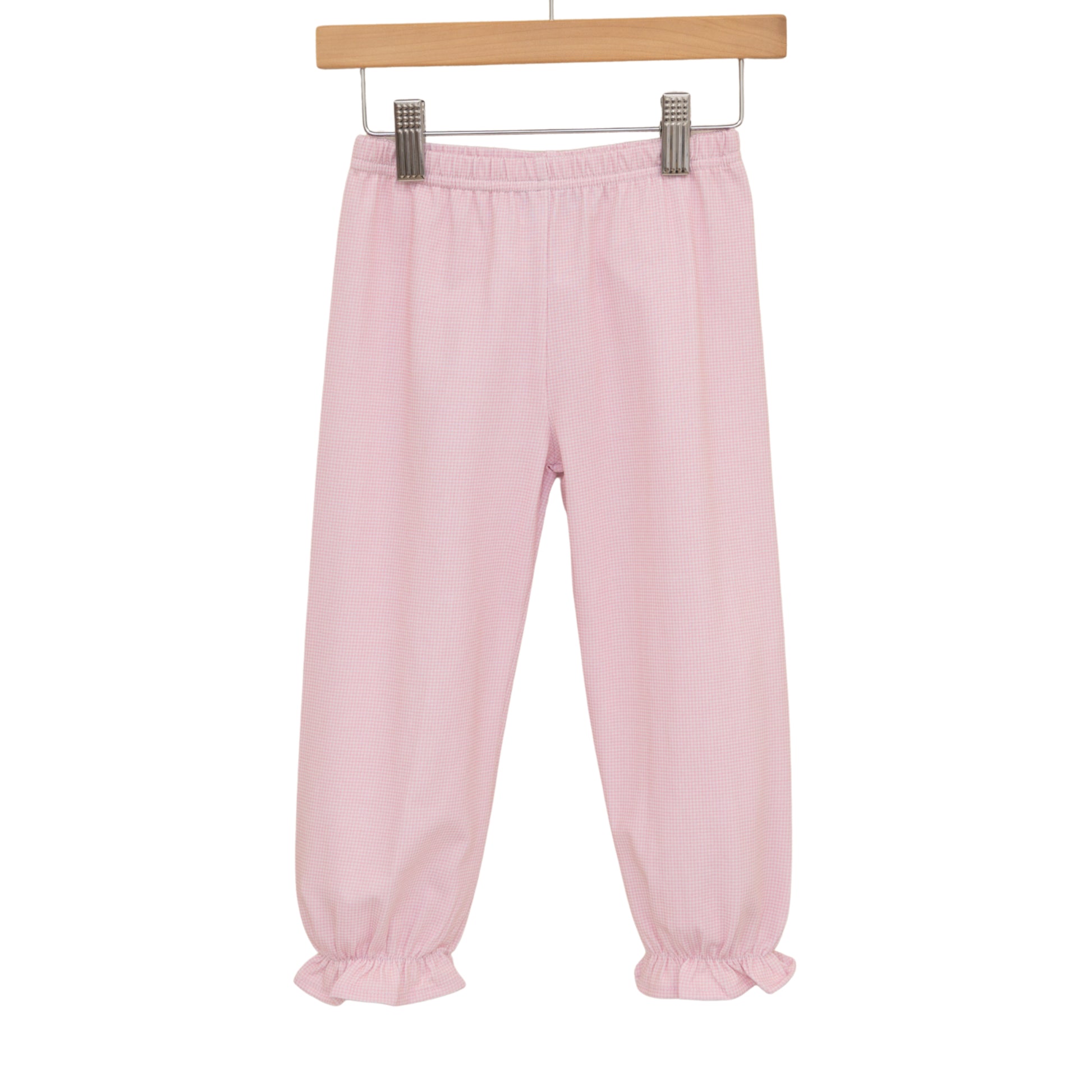Trotter Street Girls Ruffle Bloomer Pant-Light Pink Micro Gingham