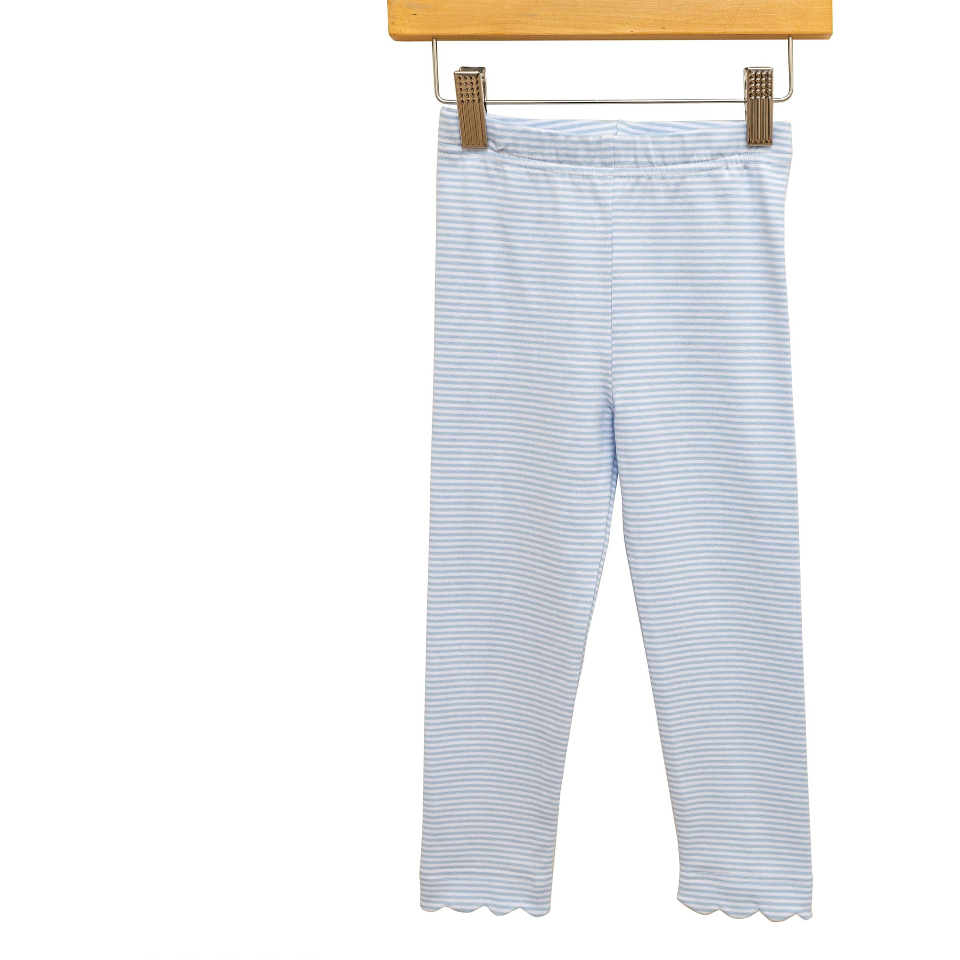 Trotter Street Girls Light Blue Stripe Scallop Legging