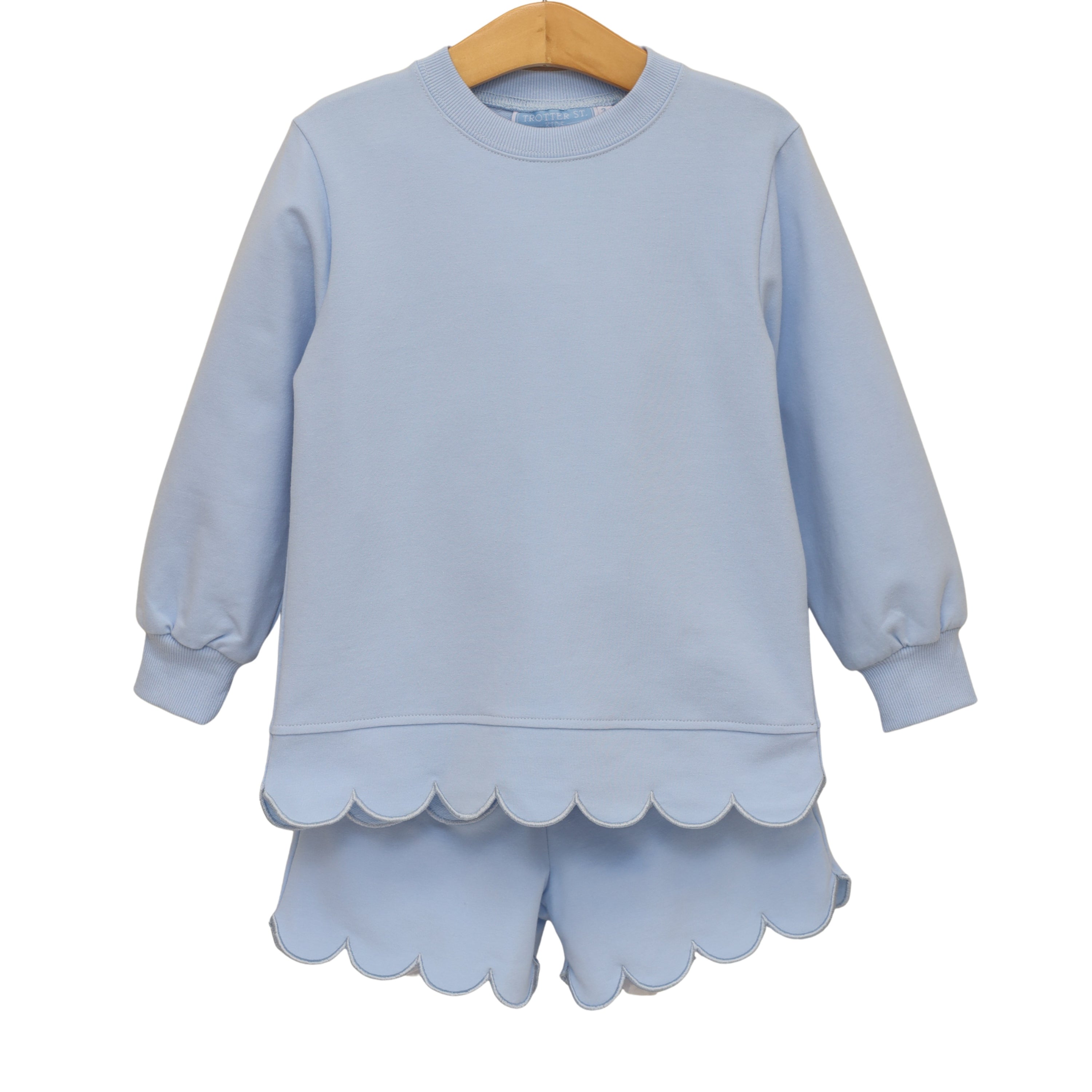 Trotter Street Girls Sophia Scalloped Set-Light Blue