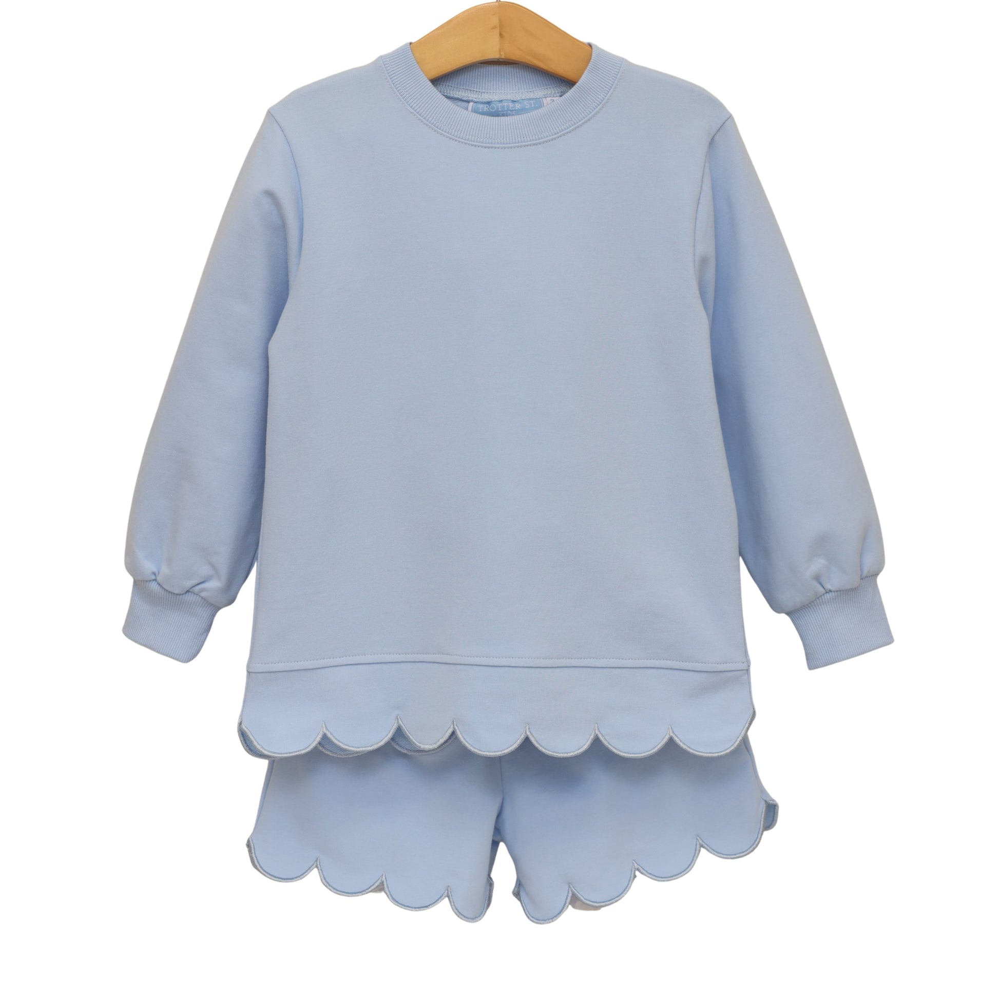 Trotter Street Girls Sophia Scalloped Set-Light Blue