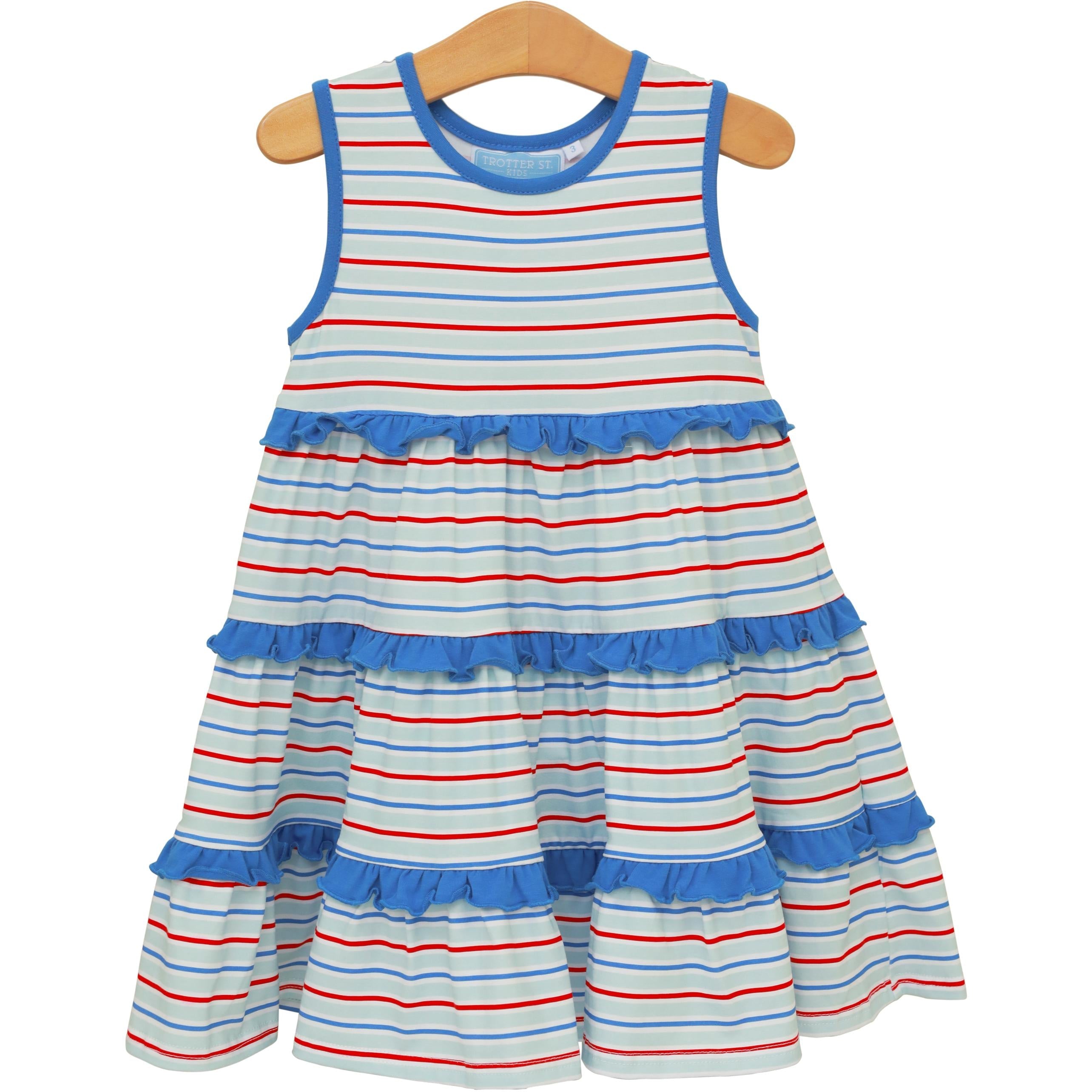 Trotter Street Girls Tinsley Twirl Dress-Patriotic Stripe