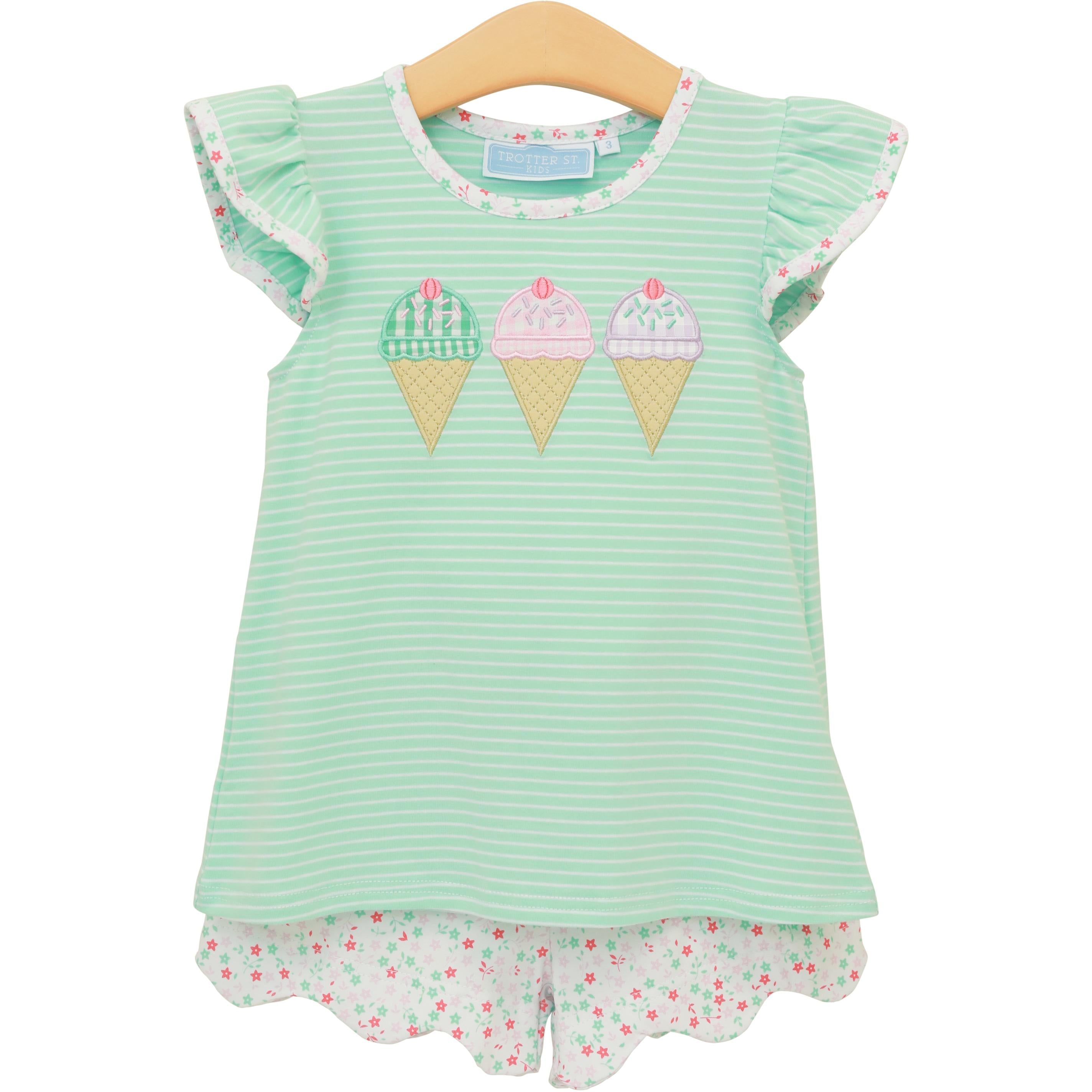 Trotter Street Girls Triple Scoop Flutter Short Set