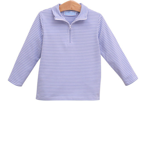 Trotter Street Boys Steel Blue Stripe Tucker Pullover