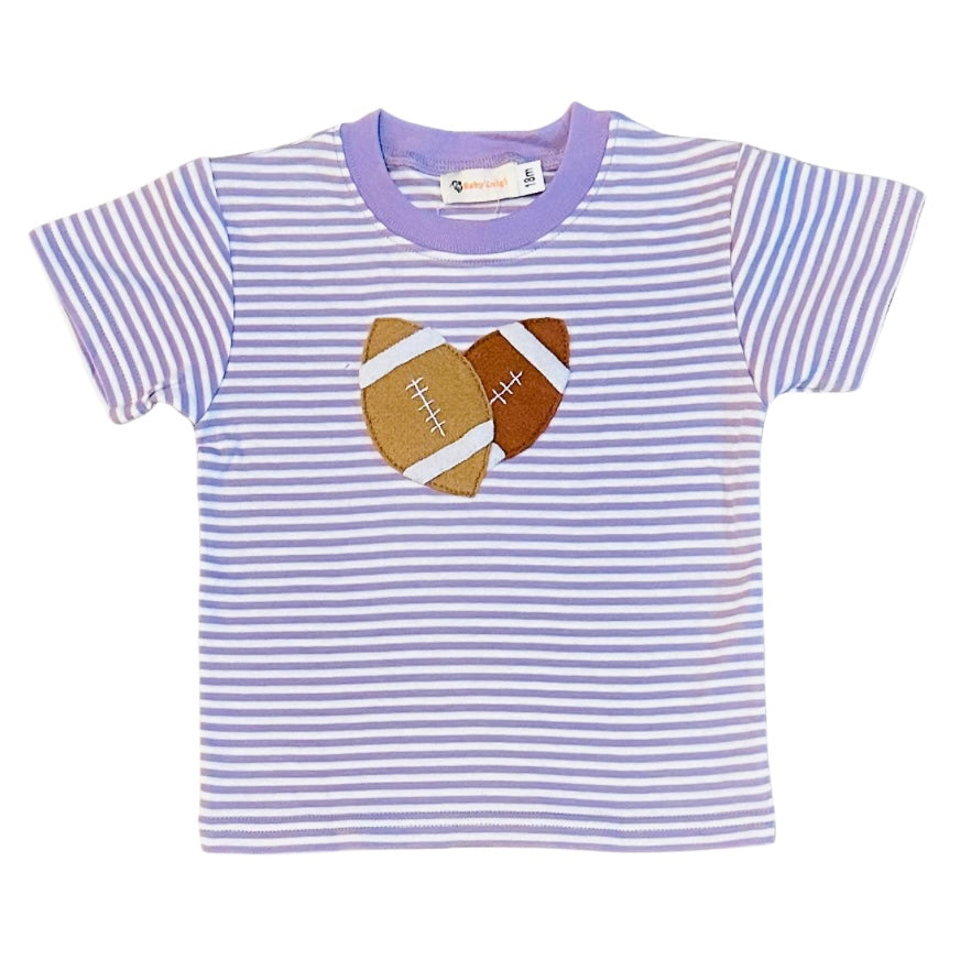 Luigi Boys SS Stripe Shirt with Football Applique