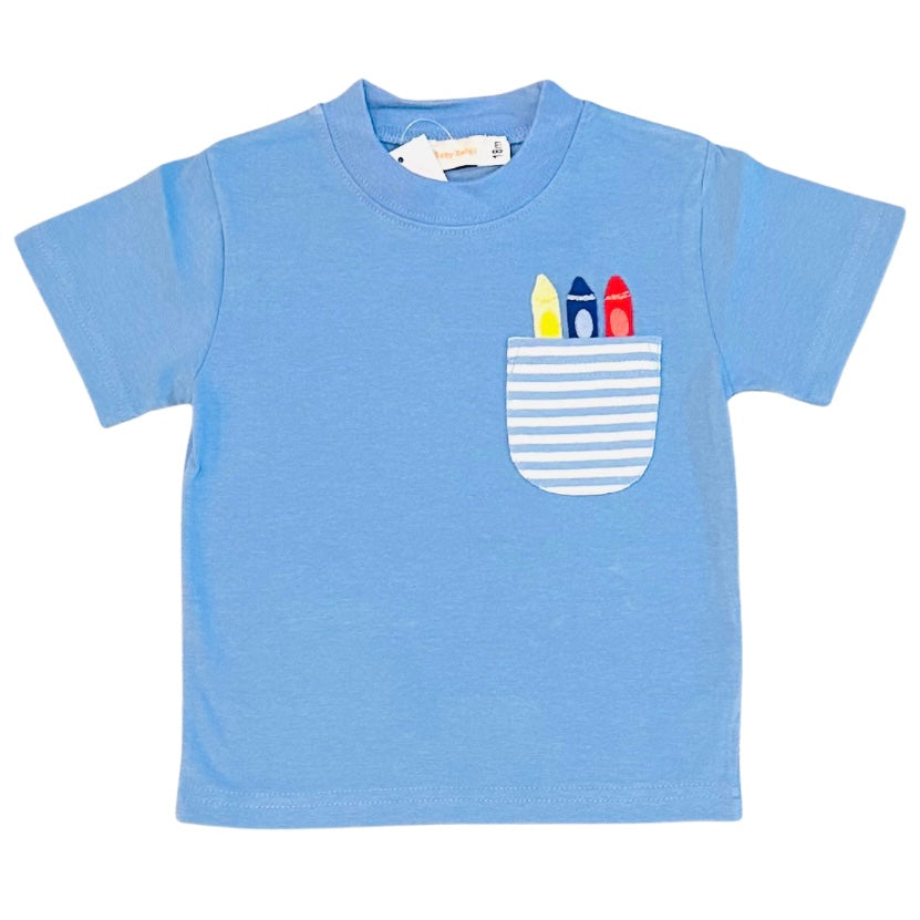 Luigi Boys SS Shirt with Pocket Crayon Applique