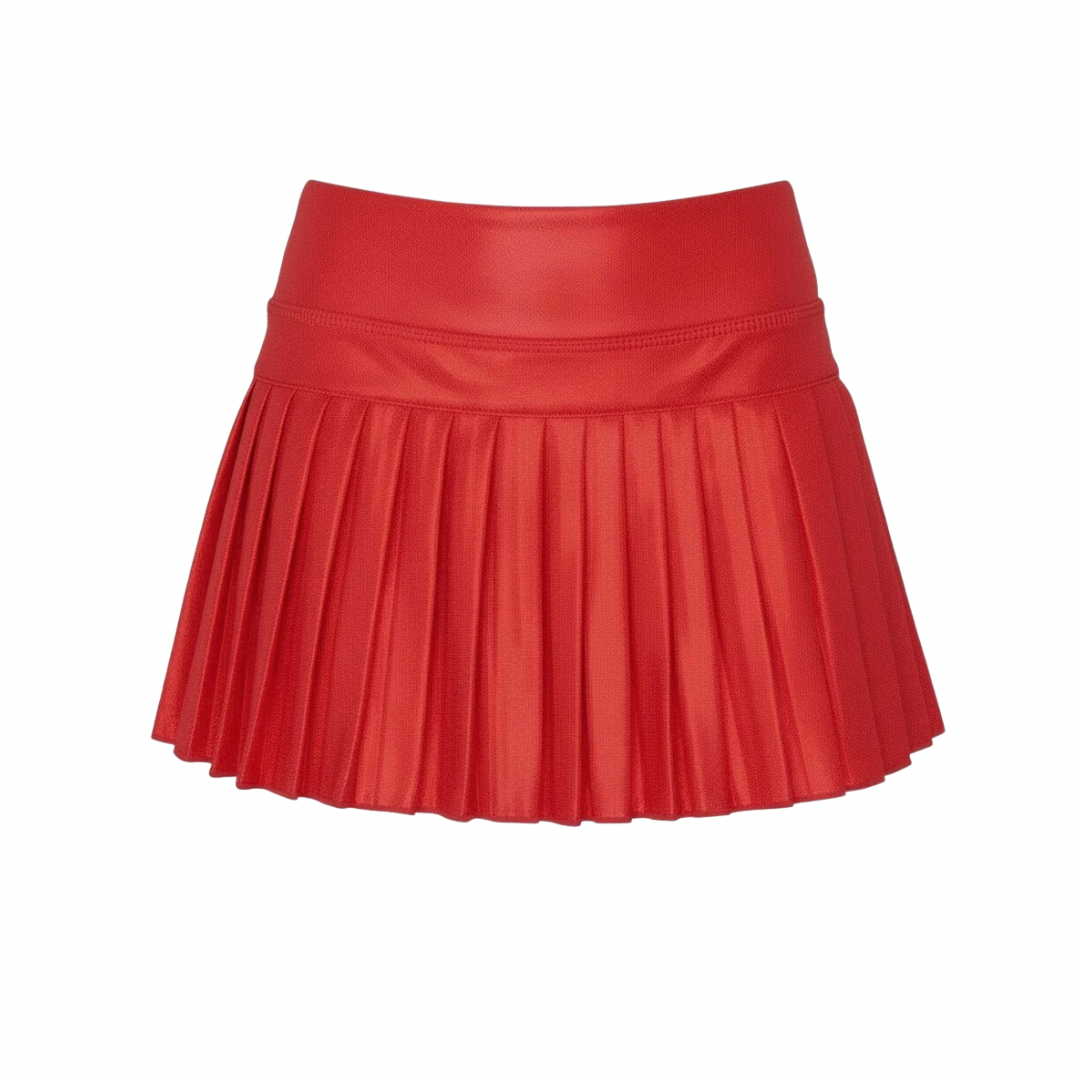 Azarhia Girls Mini Pleat Skort in Red Shimmer