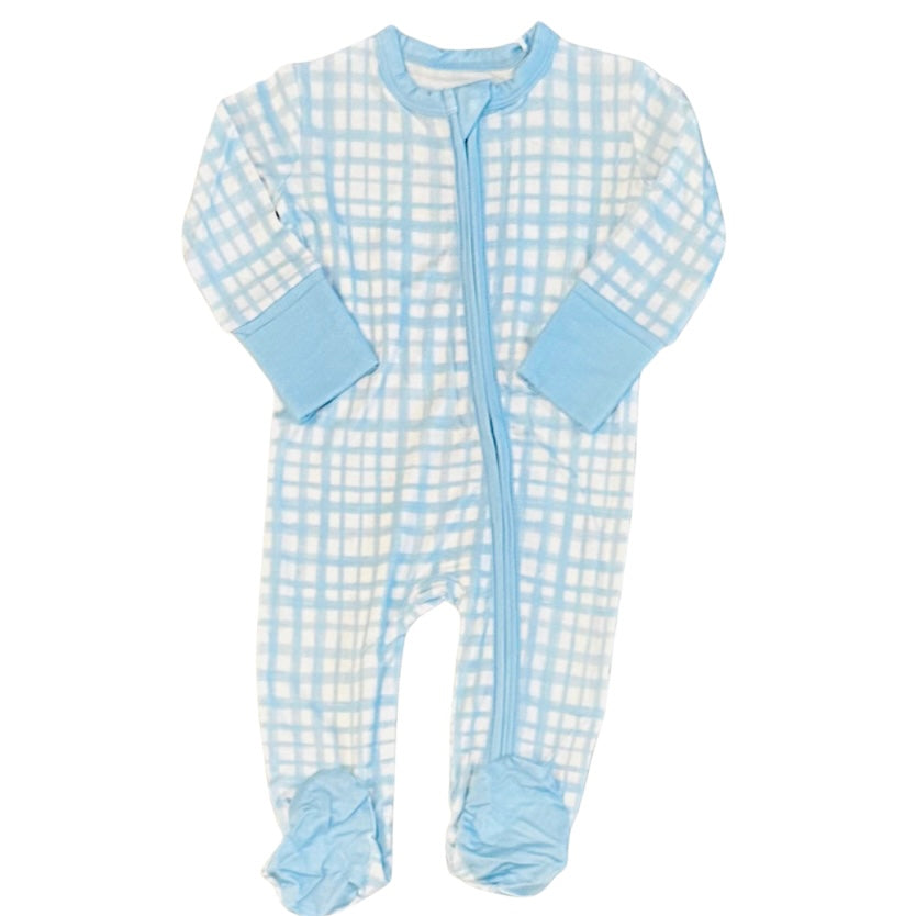 Weisinger Boys Blue Plaid Footie