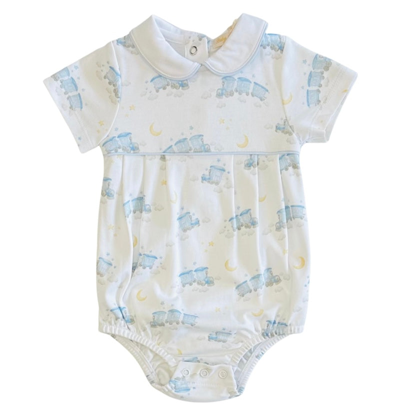 Baby Club Chic Boys Little Train Printed Bubble