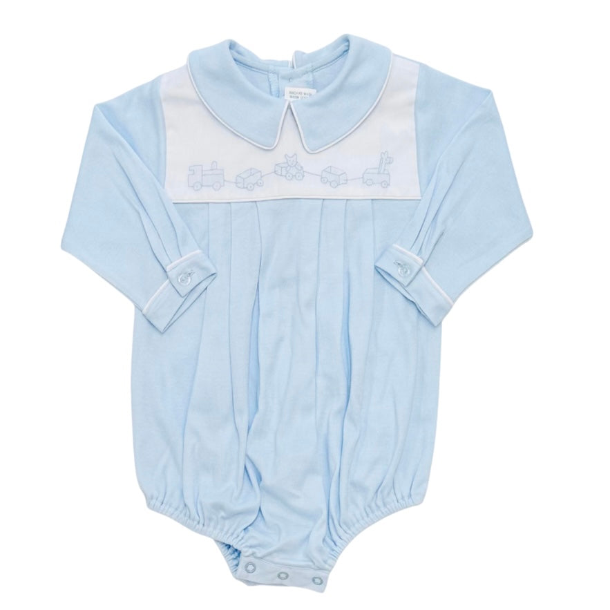 Auraluz Boys LS Blue Bubble with Hand Embroidered Wagon