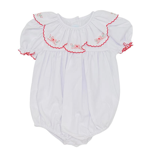 Auraluz Girls Christmas Bow Bubble with Scallop Collar