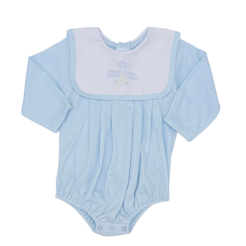 Auraluz Boys LS Square Collar Bubble with Airplane Shadow Stitiching