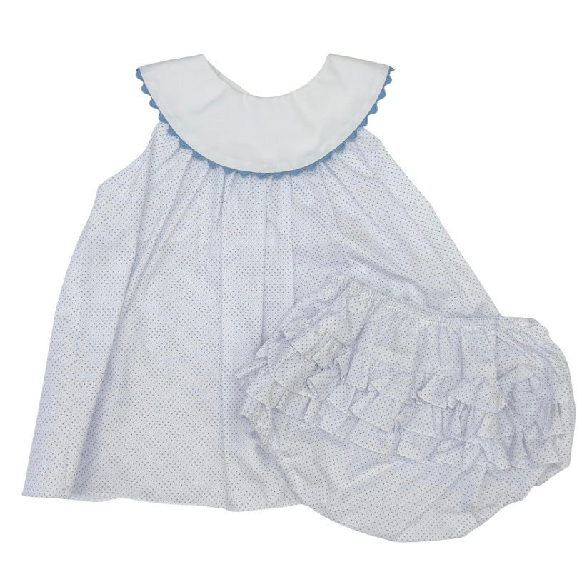 Petit Ami Girls Blue Dot Bloomer Set