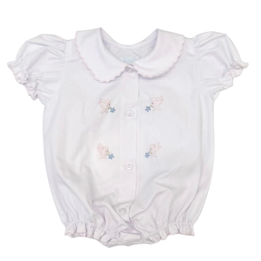 Auraluz Girls Bubble with Tiny Bird Shadow Stitch Embroidery