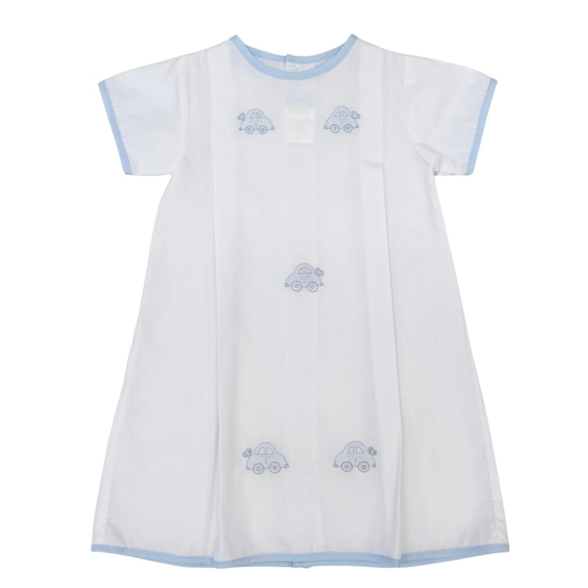 Auraluz Boys Day Gown with Wind Up Car Shadow Stitch Embroidery