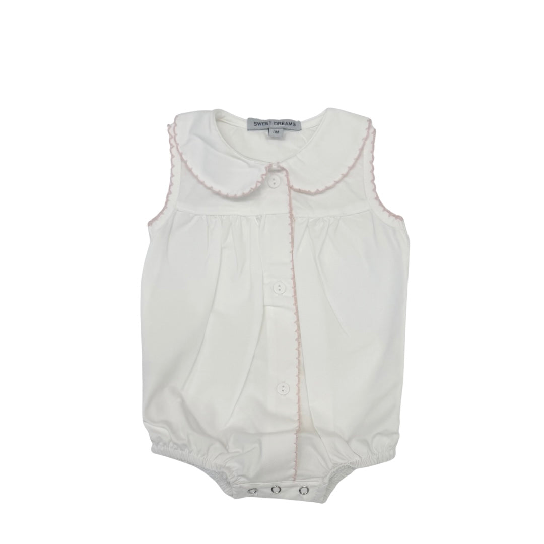 Sweet Dreams Girls White bubble with Pink Picot Trim