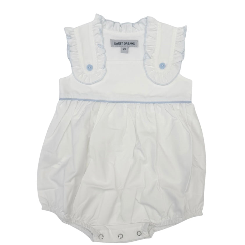 Sweet Dreams Girls White Bubble with Blue Piped Sleeves