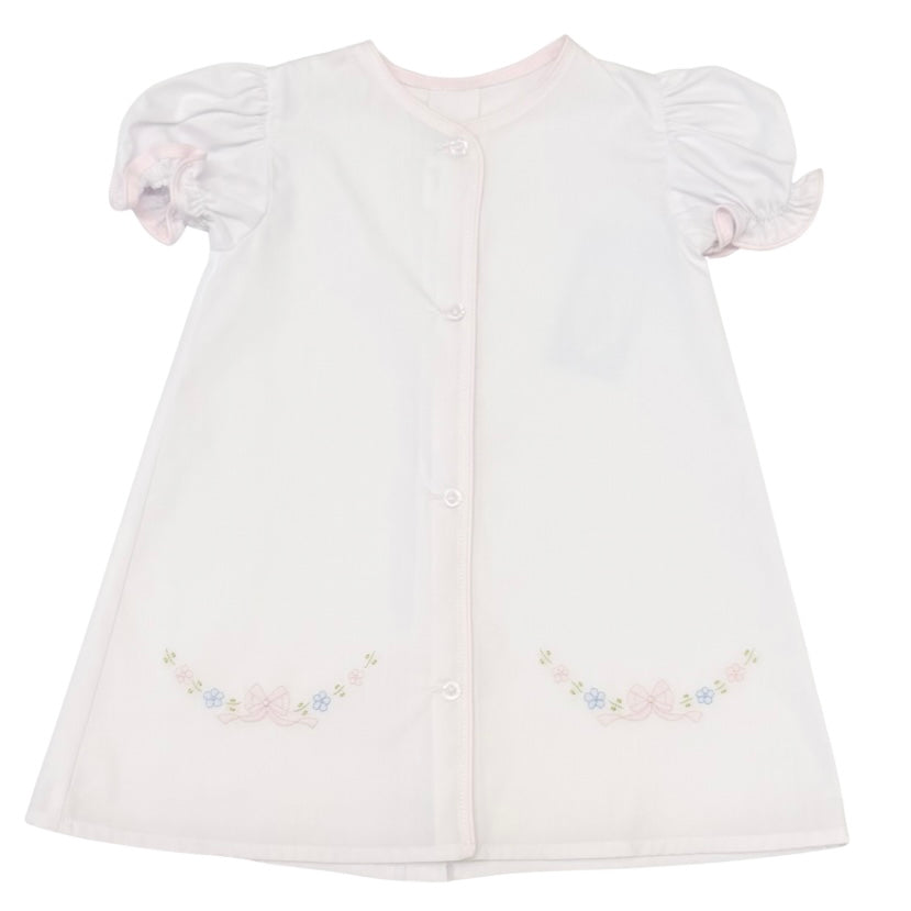 Auraluz Girls Day Gown with Hand Stitched Flower and Bow Embroidery