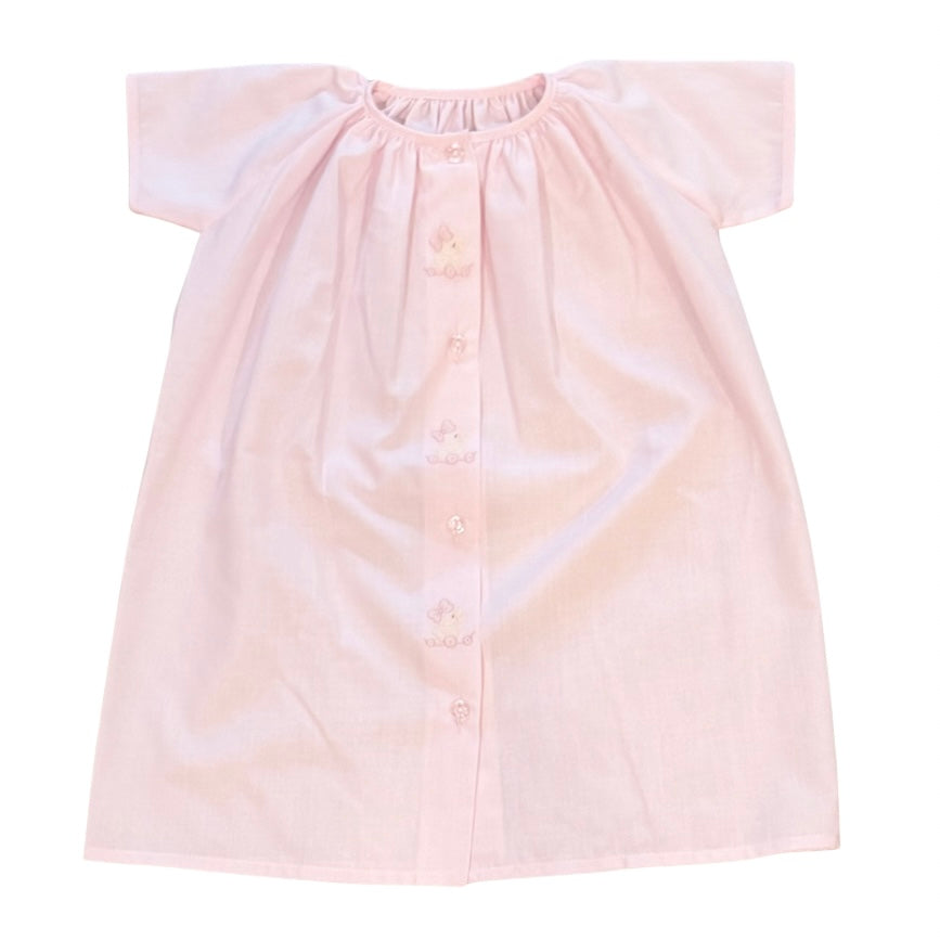 Auraluz Girls Pink Day Gown with Bow Chick Shadow Stitching