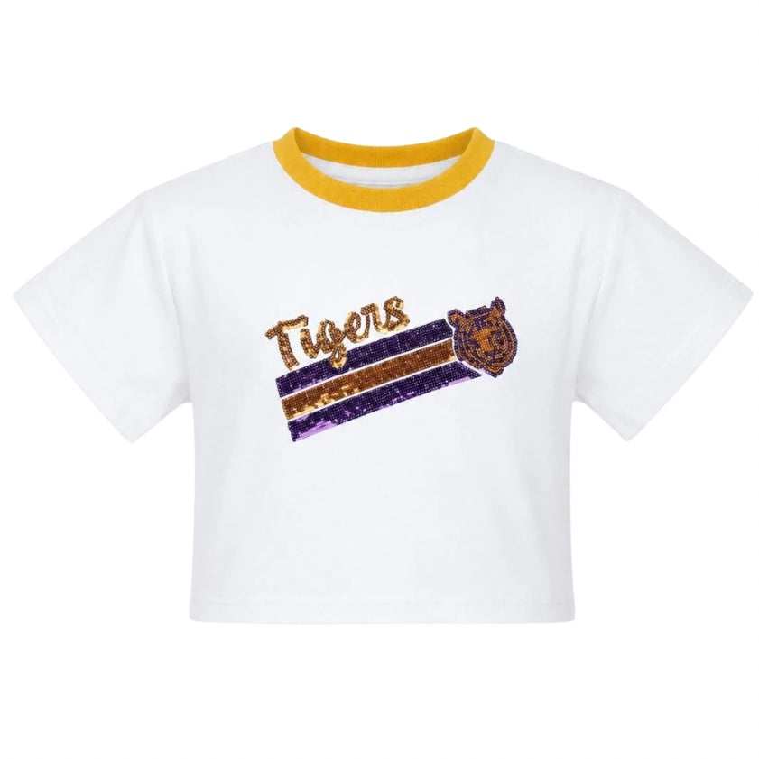Azarhia Sequin Tiger Face Stripes Tee