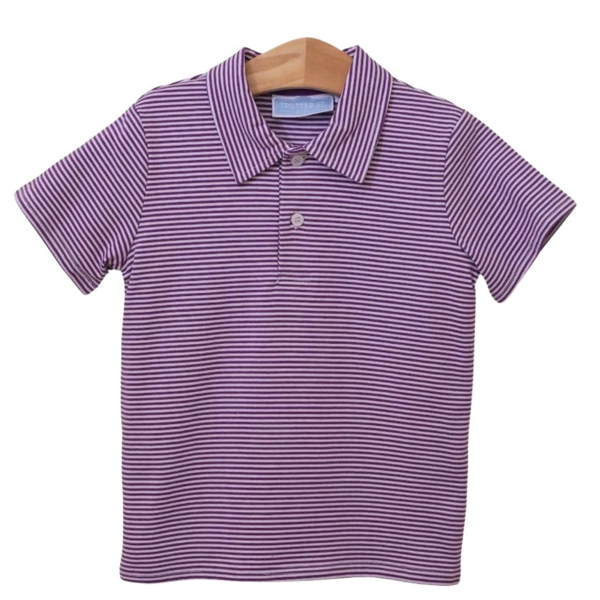 Trotter Street Boys Henry Polo-Purple and White Stripe