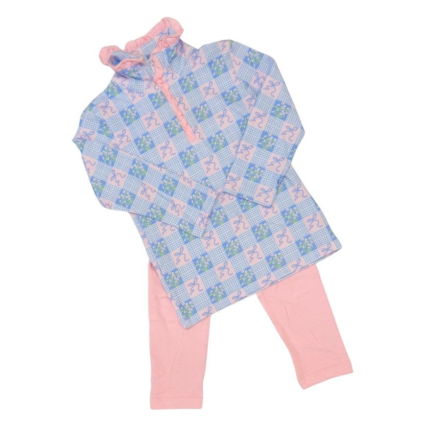 Honey Bee Design Girls Bluebell Gingham Legging Set