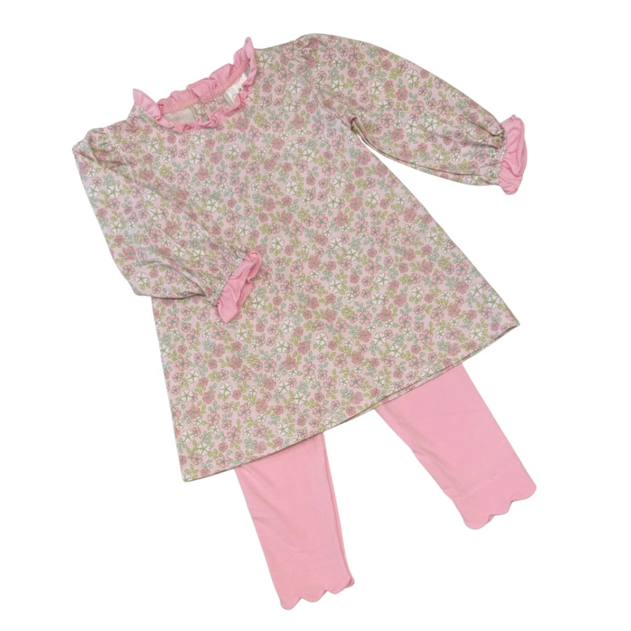 Honey Bee Design Girls Floral Swing Top Legging Set