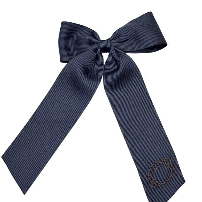 Winn and William Hair Bow-Navy with Hand Stitched Football