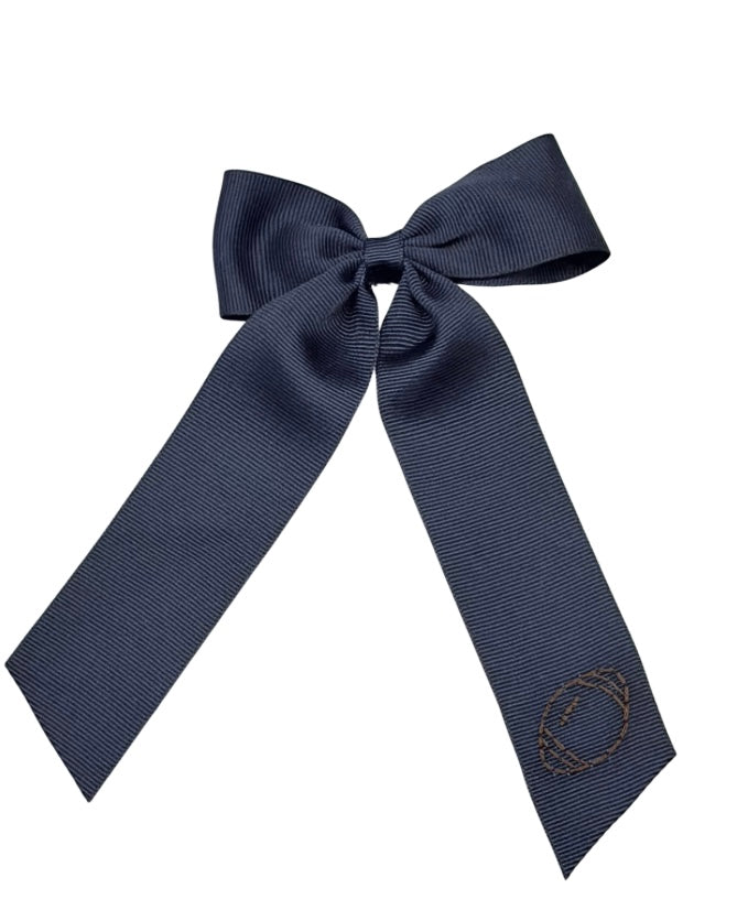 Winn and William Hair Bow-Navy with Hand Stitched Football