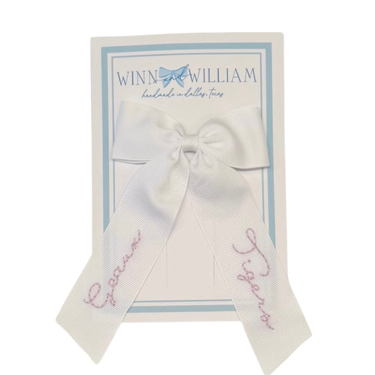 Winn and William Hair Bow-White with Hand Stitched Geaux Tigers