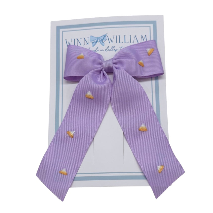 Winn and William Hair Bow-Lavender Candy Corn