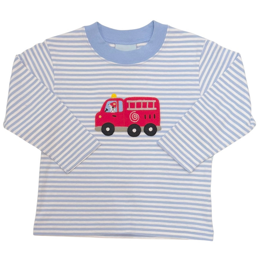 The Smiley Crab Boys LS Firetruck Applique Top