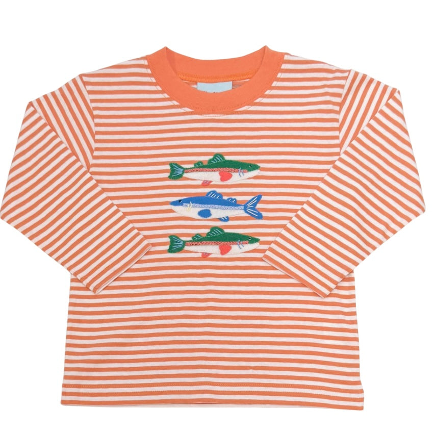 The Smiley Crab Boys LS Fish Applique Top