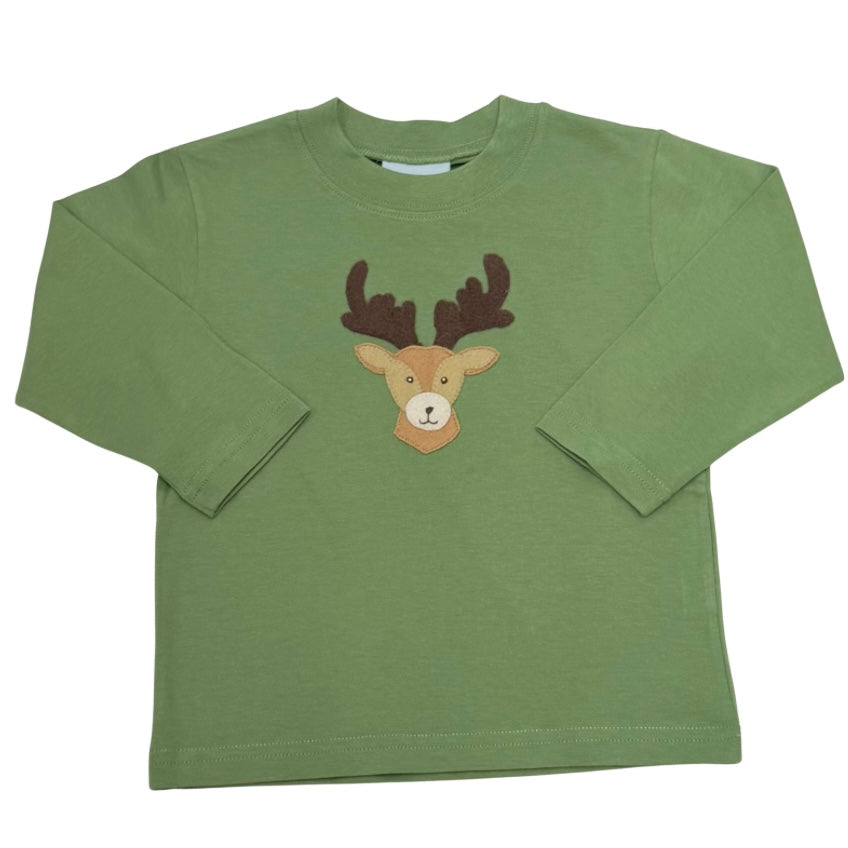 The Smiley Crab Boys LS Deer Applique Top